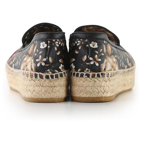 Alexander McQueen Leather Floral Paisley Print Platform Loafers Espadrilles - Picture 4 of 12